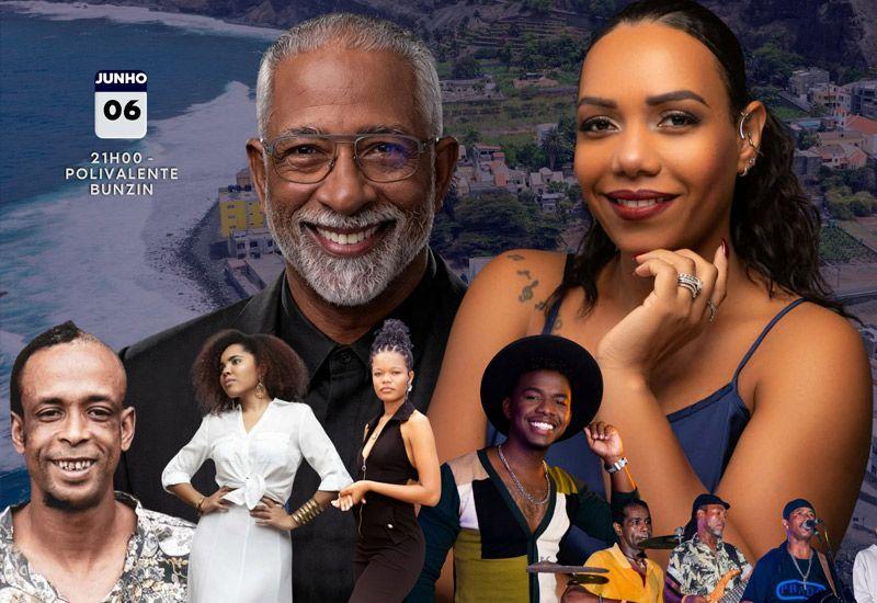 "Noite Caboverdiana" com Assol Garcia, Mirri Lobo, Fábio Ramos, Arymar, Aritiana Ramos, Kátia Borges e Banda Pendrive, no Polivalente Bunzin