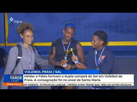 Hélder Neto e Fábio Espirito Santo, formam a dupla  campeã  do Sal  em  Voleibol de Praia