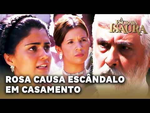 A ESCRAVA ISAURA: Rosa pega o buquê de Helena e começa o escândalo na festa de casamento