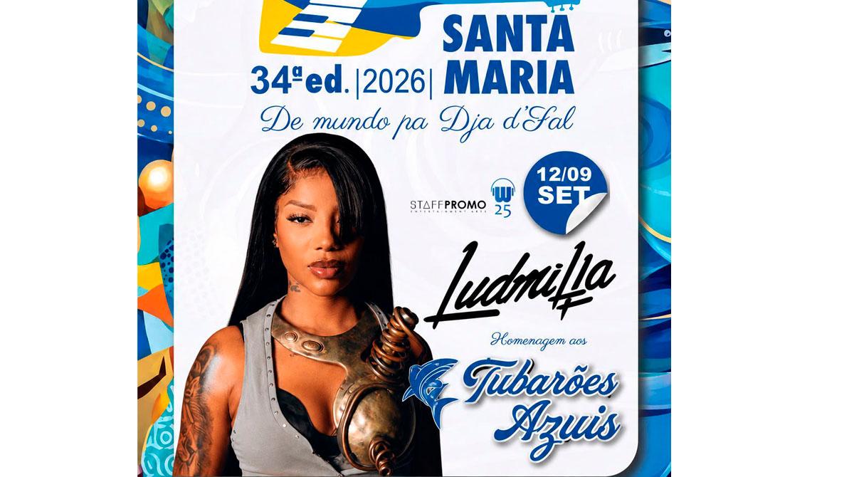 Ludmilla é a principal atração da 34.ª edição do festival de Santa Maria