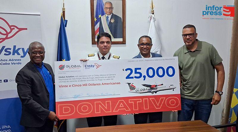 Fogo: CVsky e Global Aviation doam 25 mil dólares para apoiar vítimas do acidente de 05 de Setembro