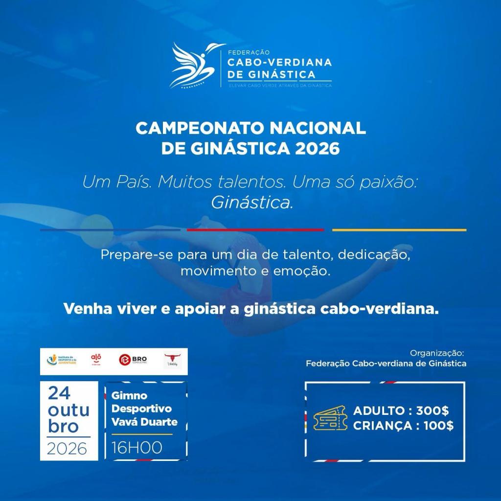 Desporto/
​Praia recebe 26º Campeonato Nacional de Ginástica com 18 atletas