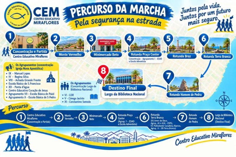 Centro Educativo Miraflores promove marcha de sensibilização após acidente que vitimou aluna de 7 anos