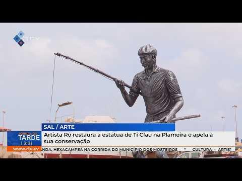Artista Rô restaura a estátua de Ti Clau na Plameira e apela à sua conservação