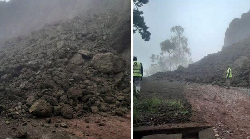 Fogo: Estrada entre Monte Velha e Piorno cortada por deslizamento de terra provocada pelas chuvas