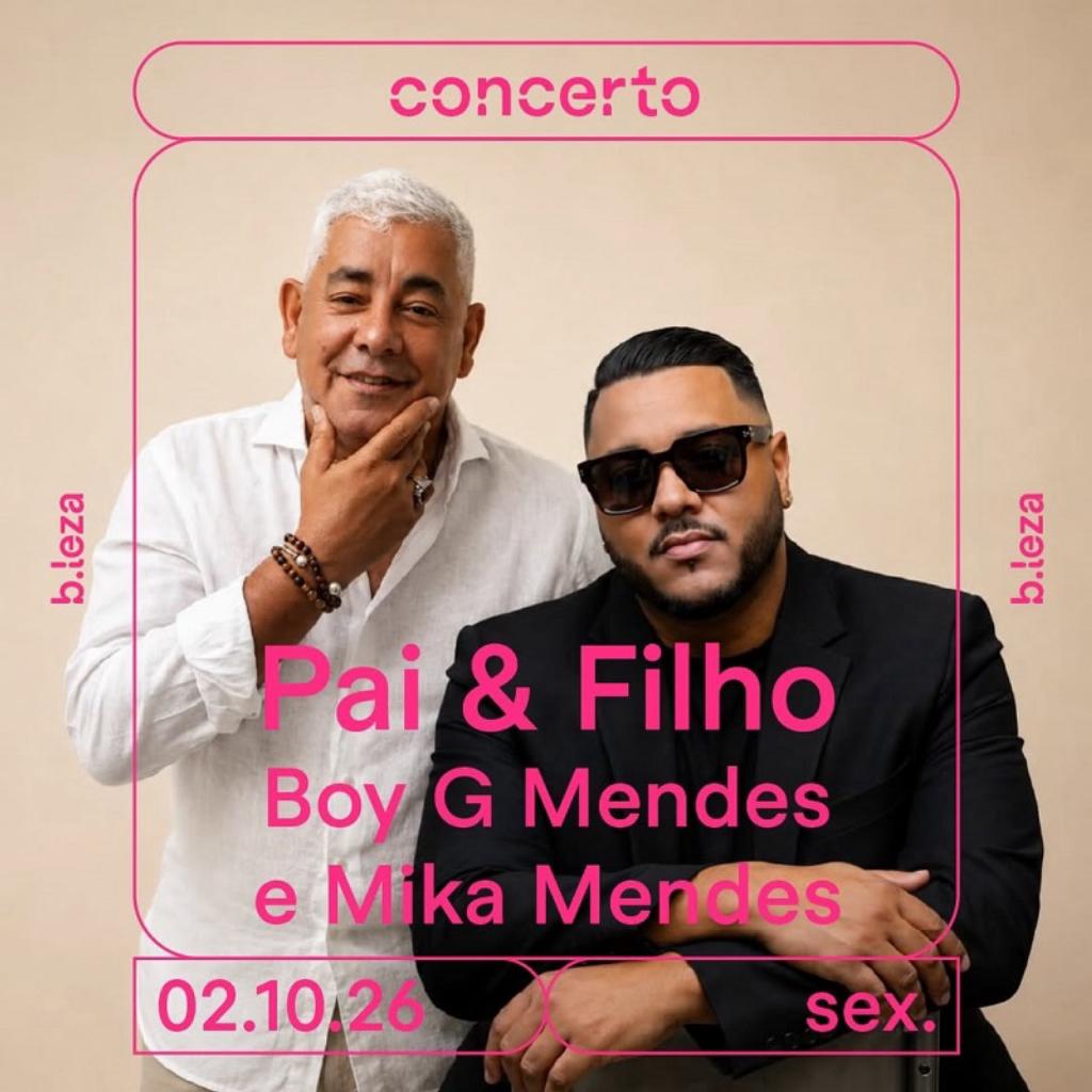 Cultura/
B.Leza Club recebe concerto “Pai & Filho” com Boy Gê Mendes e Mika Mendes