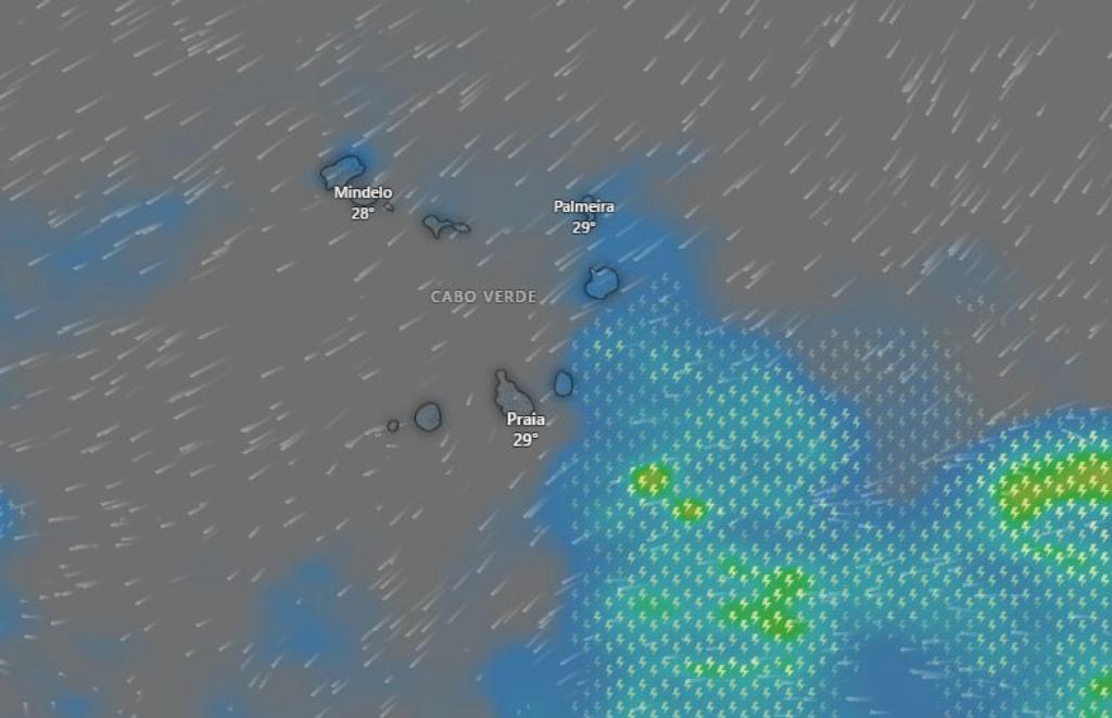 Onda tropical deverá provocar chuva e trovoadas em Cabo Verde entre 8 e 12 de Outubro